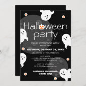 スプーシンプルクエレガントなハロウィーンの衣装パーティー 招待状 (正面/裏面)