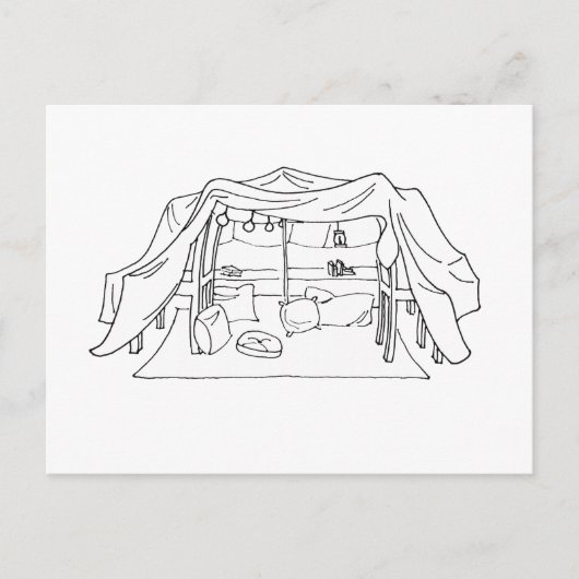 スプーニー・ピロー/ブランケット・フォート-慢性疾患 ポストカード (正面)