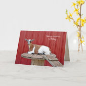 スプールテーブルの誕生日に可愛いヤギ カード (黄色い花)