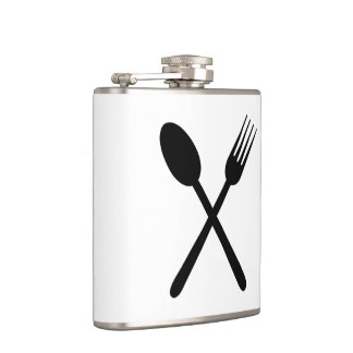 スプーンおよびフォークのセットによって交差させるグルメ愛食事用器具類の芸術 フラスク