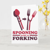 スプーンからフォークへの愛ロマンス カード (黄色い花)