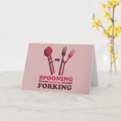 スプーンがフォークに発展する恋愛 カード (黄色い花)