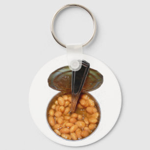 スプーンが付いている缶の焼いたな豆 キーホルダー