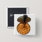 スプーンが付いている缶の焼いたな豆 缶バッジ (正面&裏面)