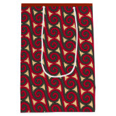 スプーンでつぐことは赤、緑および金ゴールドで渦巻きます ミディアムペーパーバッグ (裏面)