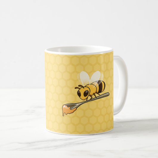 スプーンでのミツバチの働き コーヒーマグカップ (正面右)