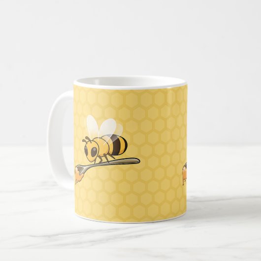 スプーンでのミツバチの働き コーヒーマグカップ (正面左)