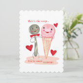 スプーンとアイスクリームコーンヴィンテージバレンタイン シーズンカード (スタンド正面)