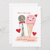 スプーンとアイスクリームコーンヴィンテージバレンタイン シーズンカード (正面/裏面)