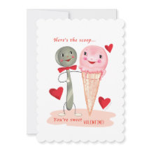 スプーンとアイスクリームコーンヴィンテージバレンタイン