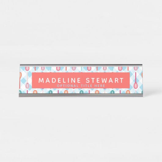 スプーンとギンガお洒落ム デスクネームプレート (正面)