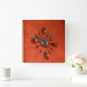 スプーンとフォーク時計 スクエア壁時計 (ホーム)