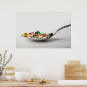 スプーンに丸い丸薬を詰める ポスター (キッチン)