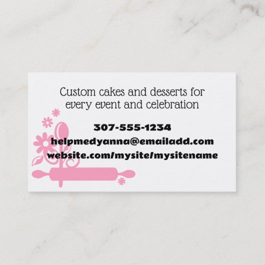 スプーンの測定ベーカーのシェフ名刺 名刺 (裏面)