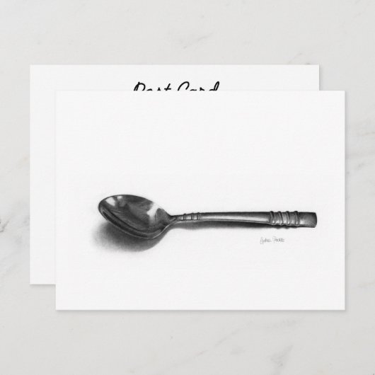 スプーンの鉛筆のスケッチの郵便はがき ポストカード (正面/裏面)