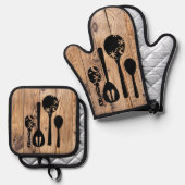 スプーンズキ素朴ッチン 鍋つかみ&鍋敷きセット (正面/裏面)