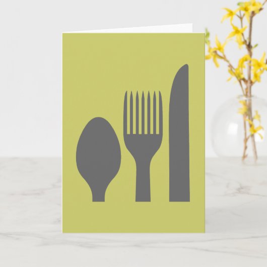 スプーンナイフフォークグラフィック カード (黄色い花)