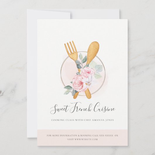 スプーンフォークフローラベーカリー料理クラス招待状 サンキューカード (裏面)