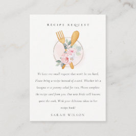 スプーンフォークフローラレシピ要求ブライダルシャワー エンクロージャーカード