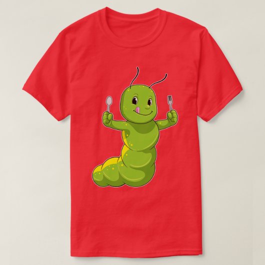 スプーンフォーク付きキャタピラー Tシャツ (デザイン正面)