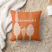 スプーンモダンコーラルオレンジパーソナライズされた枕 クッション (ブランケット)