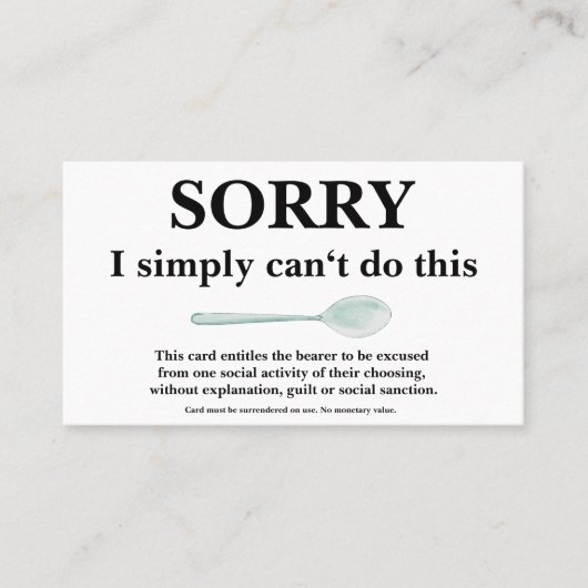 スプーン付きスプーン付き申し訳ないカード 名刺 (正面)