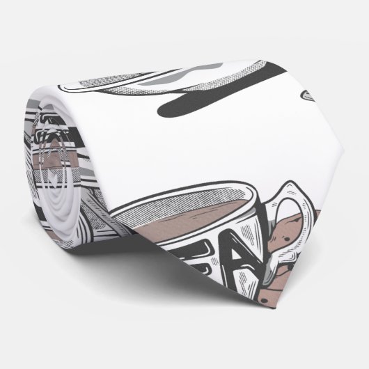 スプーン付き全トランス付きティーカップパターン ネクタイ (ロール)