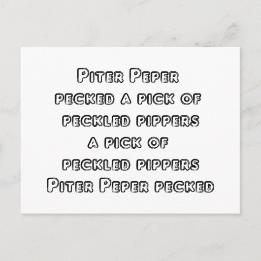 スプーン化された舌のツイスター – Peter Piper ポストカード (正面)