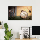 スプーン走の付いた皿 ポスター (ホームオフィス)