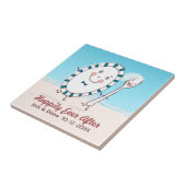 スプーン走ビーチ結婚式付き皿 タイル (側面)