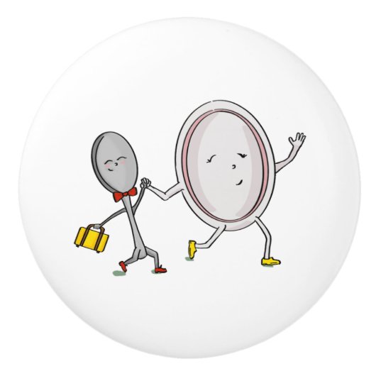 スプーン走子供部屋デコール付き皿 セラミックノブ (正面)