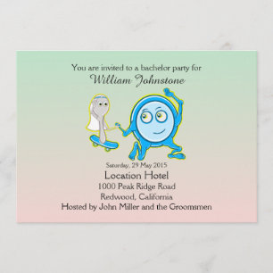 スプーン走遠くにバチュラーパーティ付き皿 招待状