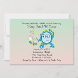 スプーン走遠くにブライダルシャワー付き皿 招待状