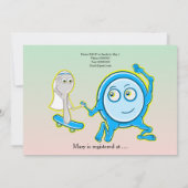 スプーン走遠くにブライダルシャワー付き皿 招待状 (裏面)