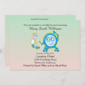 スプーン走遠くにブライダルシャワー付き皿 招待状 (正面/裏面)