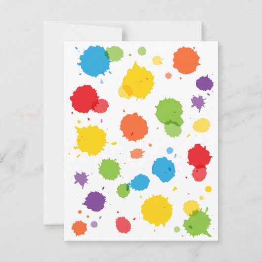 スプ絵を描ラッカラフルツの子供の誕生日パーティー 招待状 (裏面)