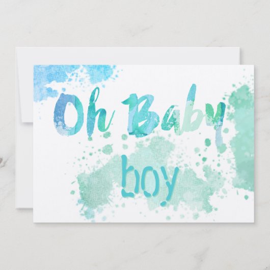 スプ絵を描ラット水カラー男の赤ちゃんシャワー招待状 招待状 (裏面)