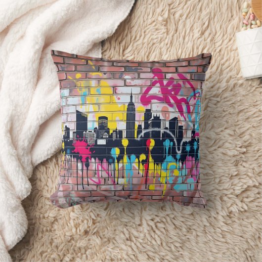 スプ鮮やかレー絵を描シティスカイライン» クッション (ブランケット)