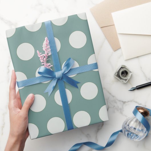 スペアミントモダンとアイボリー水玉模様クリスマス ラッピングペーパー (ギフト)