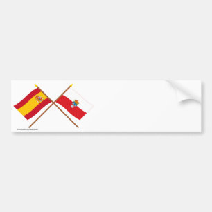 スペインおよびカンタブリア州の交差させた旗 バンパーステッカー