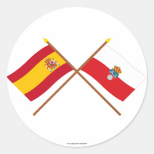 スペインおよびカンタブリア州の交差させた旗 ラウンドシール