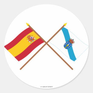 スペインおよびガリチアの交差させた旗 ラウンドシール