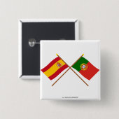 スペインおよびポルトガルの交差させた旗 缶バッジ (正面&裏面)