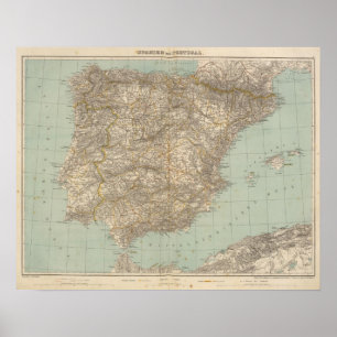 スペインおよびポルトガルの地図書の地図 ポスター