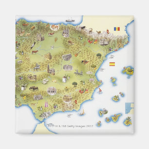 スペインおよびポルトガルの地図 マグネット