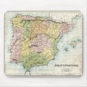スペインおよびポルトガルの旧式な地図 マウスパッド