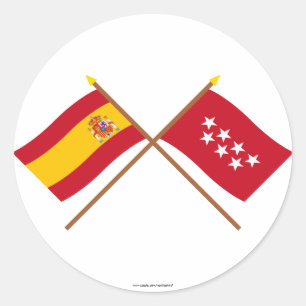 スペインおよびマドリードの交差させた旗 ラウンドシール