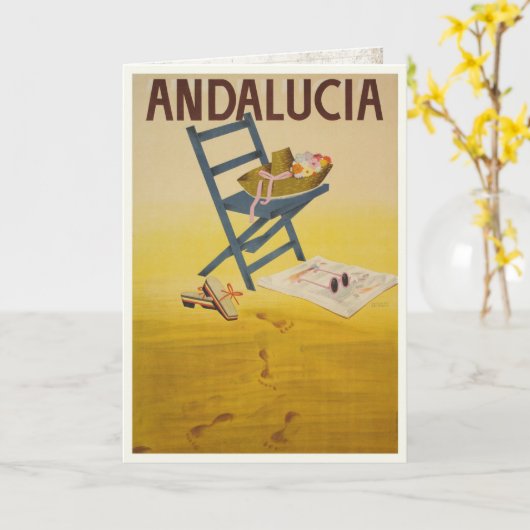 スペインからのヴィンテージのプリントが付いている挨拶状 カード (黄色い花)