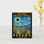 スペインで起こる2026年の皆既日食 カード (黄色い花)