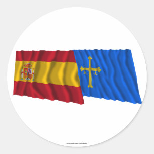スペインとアストゥリアス国旗 ラウンドシール